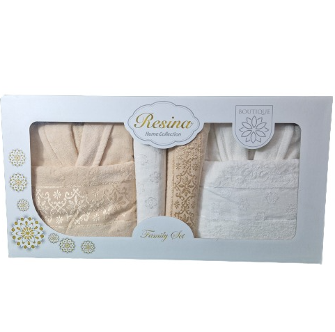 Set Halate si Prosoape din Bumbac 100%, 6 Piese, Resina, Crem-Alb